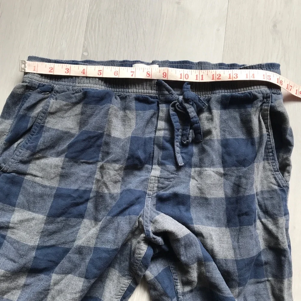 J CREW PJ PANTS BLUE CHECK COTTON LOUNGE DRAWSTRING MENS MEDIUM